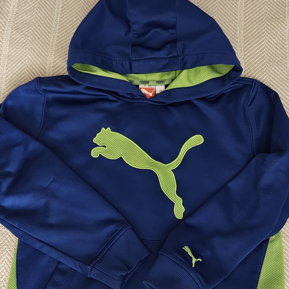 Puma Kids Navy and Lime Hoodie